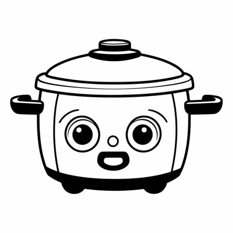 kawaii cute cooking pot kawaii cartoon vector illustration graph