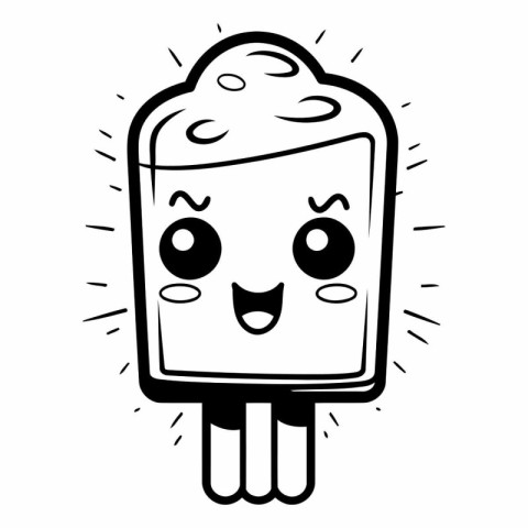 Cute ice cream kawaii character design.