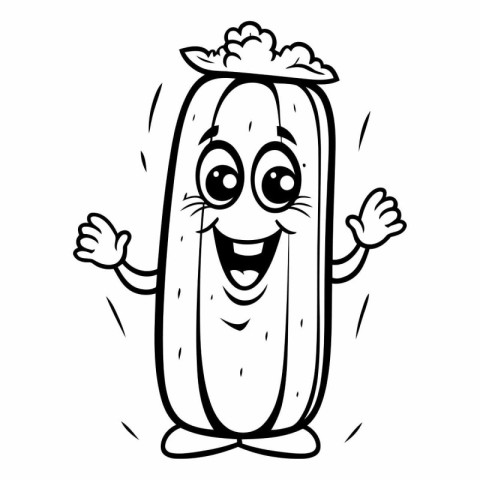 Black and White Cartoon Illustration of Funny Cucumber Mascot Ch