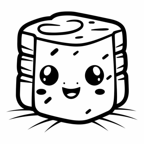 Illustration of a cartoon cheese on a white background