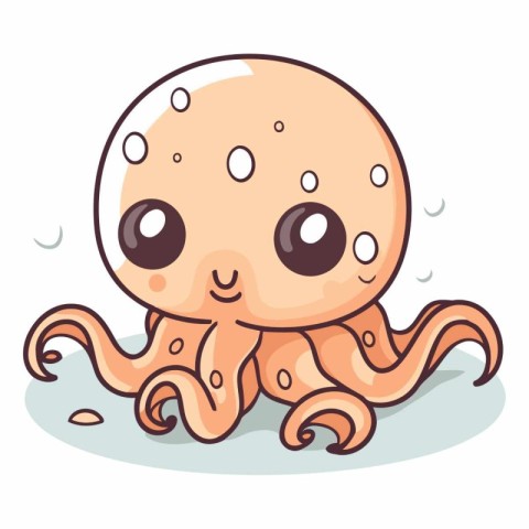 Cute cartoon octopus isolated on white background.