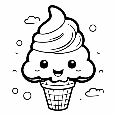 Cute Ice Cream Cartoon Mascot Character Vector Illustration.