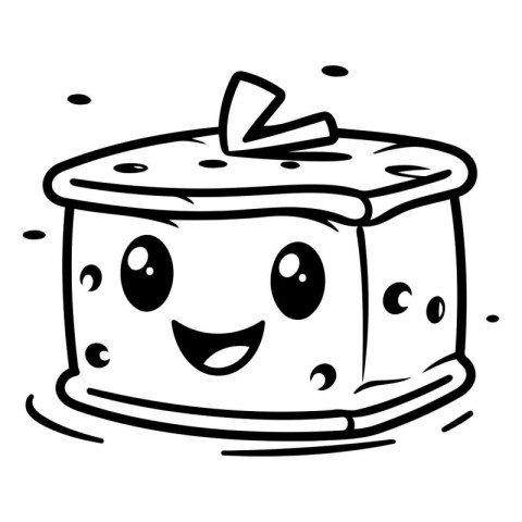 Illustration of a Cute Cartoon Bread Character with a Smile.