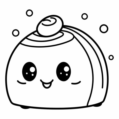 kawaii toaster icon over white background. black and white desig