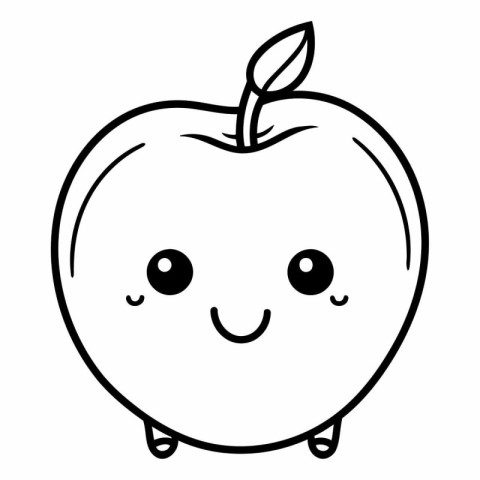 cute apple fruit kawaii character vector illustration designicon