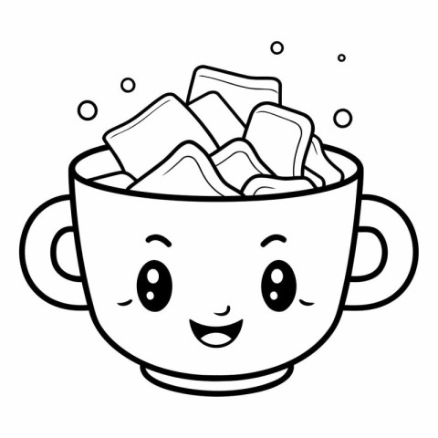 coffee mug with marshmallows kawaii character vector illustratio