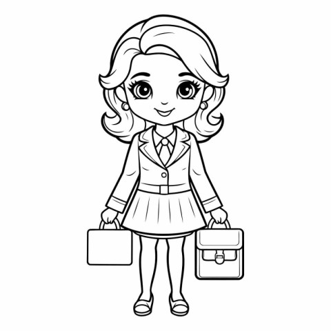 Coloring book for children: Girl with briefcase.