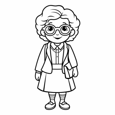 Coloring book for children: girl in school uniform