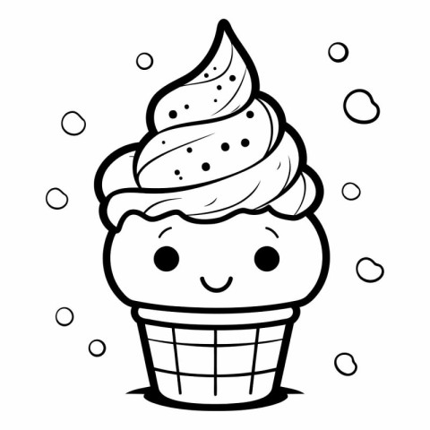 Cute Ice Cream Cartoon Mascot Character Vector Illustration.