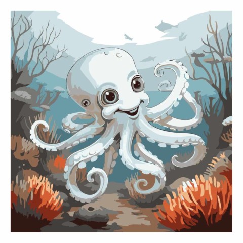 Octopus on the seashore. Underwater world