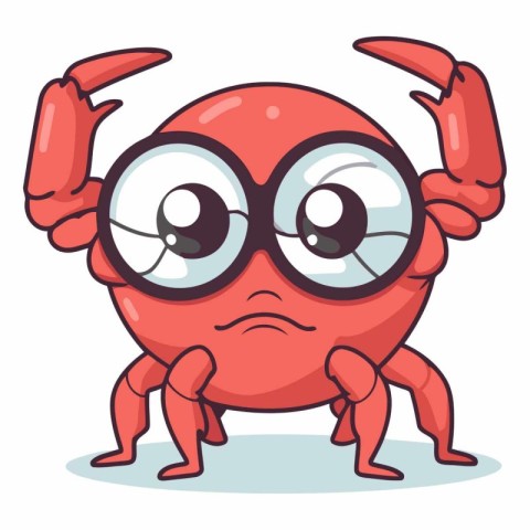 Crab Cartoon Character. Cute and Funny Vector Illustration.