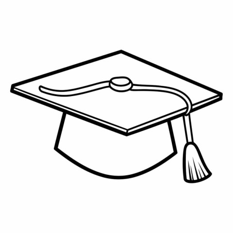 Graduation cap icon. Outline illustration of graduation cap vect