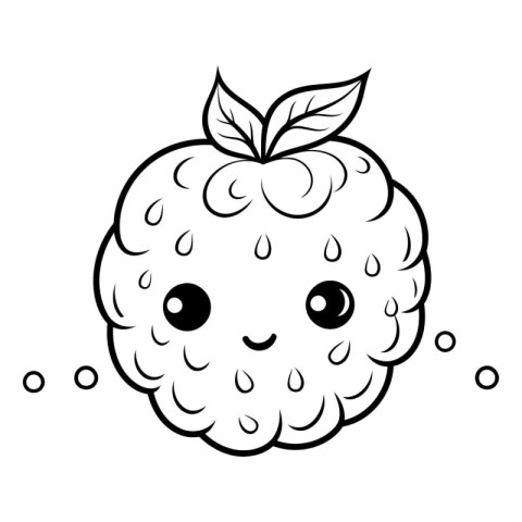 Black and White Cartoon Illustration of Cute Strawberry Fruit Ch