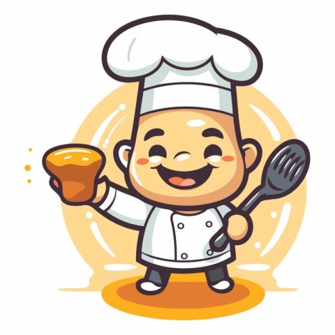 Chef boy cartoon vector illustration. Cute chef boy character.