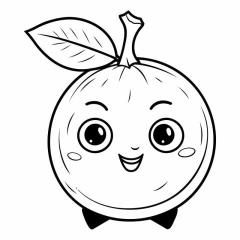 Vector illustration of cute kawaii orange fruit character isolat