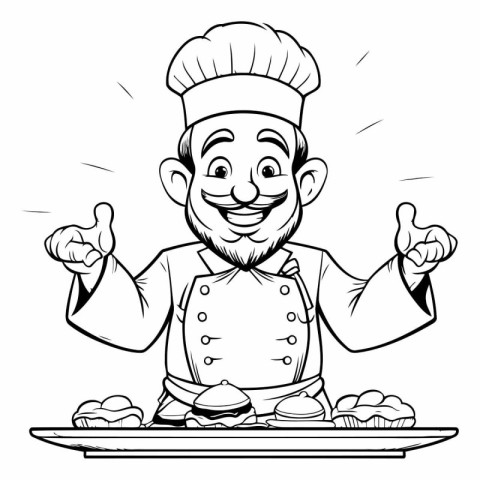 Chef Cartoon Mascot Character with Thumbs Up Hand Drawn Illustra