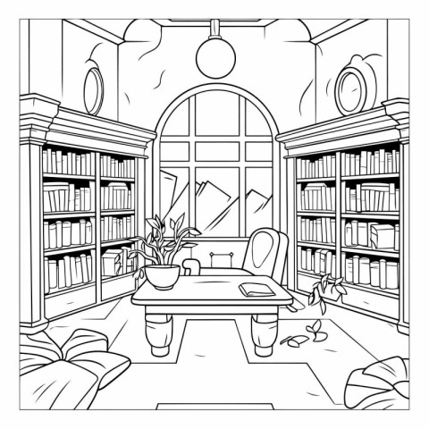 Coloring book for children and adults. Black and white vector il