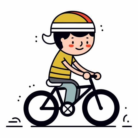 Cute boy riding bicycle of boy in helmet riding bike.