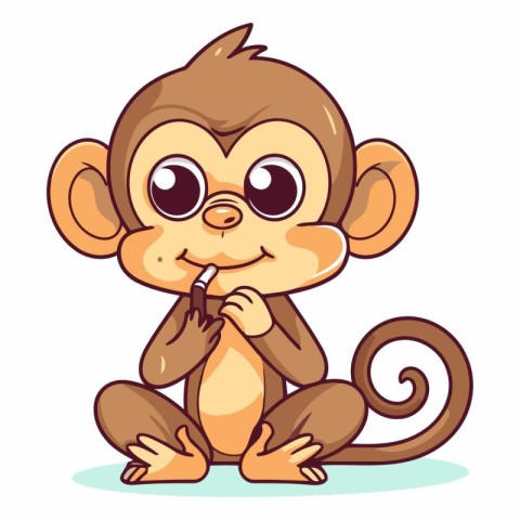 Cute cartoon monkey isolated on a white background.