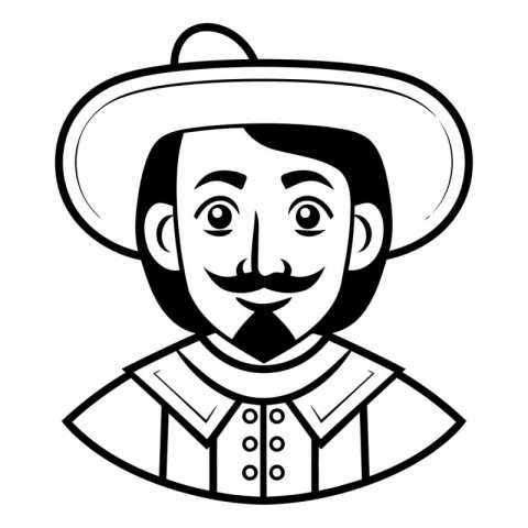 mexican man wearing mexican hat avatar character vector illustra