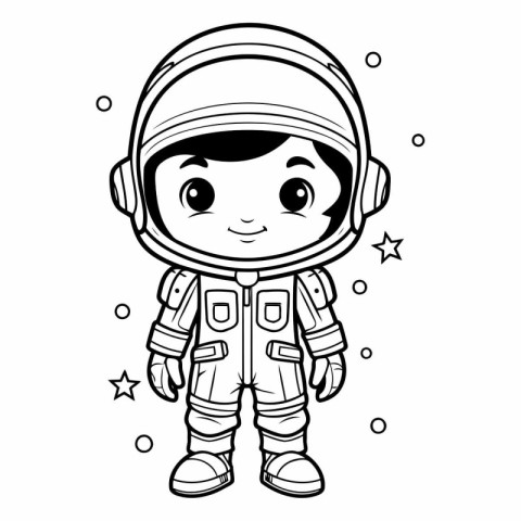 Coloring book for children: astronaut in space suit.