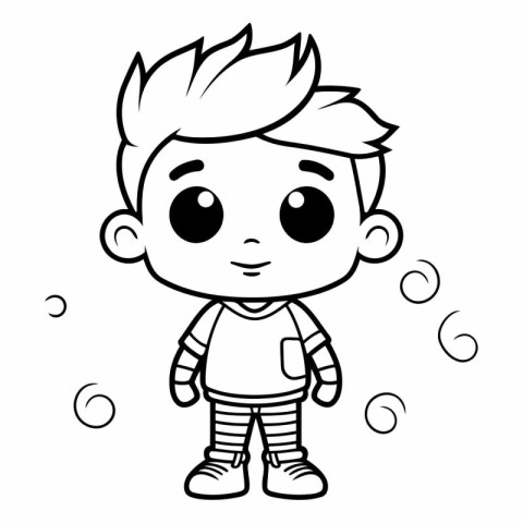 Cute little boy. black and white vector illustration for colorin