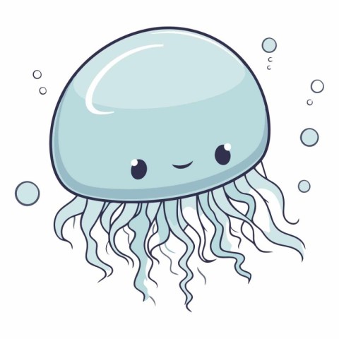 Cute cartoon jellyfish of a sea animal.