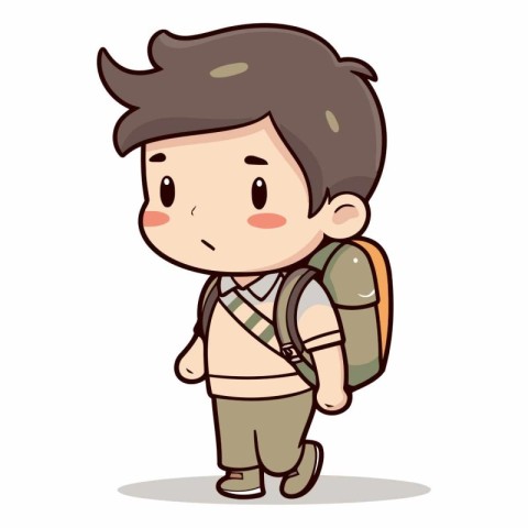 Boy backpacker cartoon character of a boy backpacker.