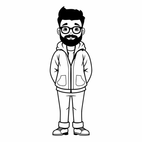 young man with beard cartoon vector illustration graphic design