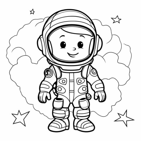 Coloring book for children: astronaut in space suit.