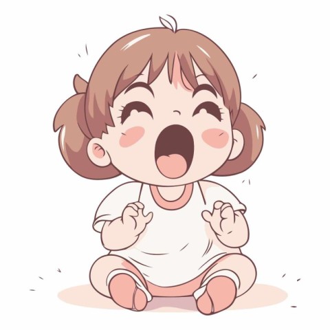 Illustration of a Cute Baby Girl Wearing a White Shirt