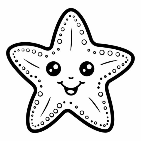 starfish kawaii cartoon vector illustration graphic design black