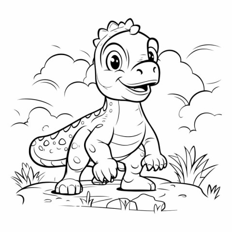 Coloring Page Outline Of Cute Dinosaur Cartoon Character Vector