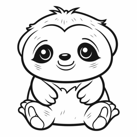 Cute baby sloth. Black and white vector illustration for colorin