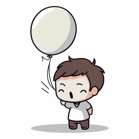 Boy with balloon - Cute cartoon character vector illustration on