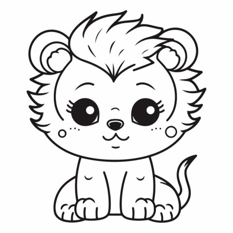 cute little lion cartoon vector illustration graphic design in b