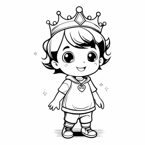 Cute little princess with crown for coloring book.