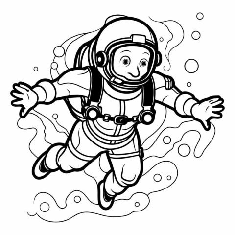 Coloring book for children: Astronaut in spacesuit