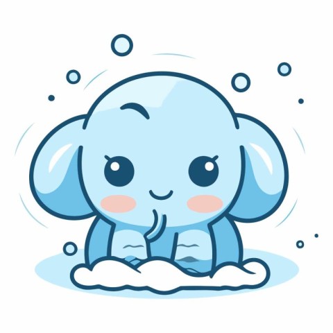 Cute cartoon elephant isolated on a white background.