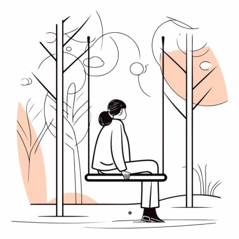 Girl sitting on a bench in the park of a girl in a park.