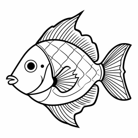 Fish icon of a fish. Coloring book for children.