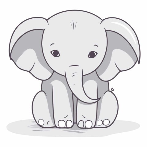 Cute cartoon elephant isolated on a white background.