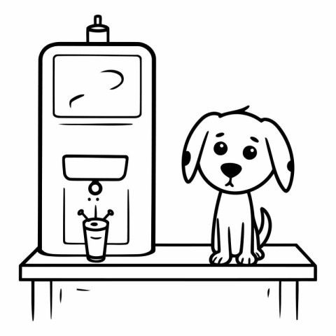 illustration of a dog in a pet grooming salon. doodle style