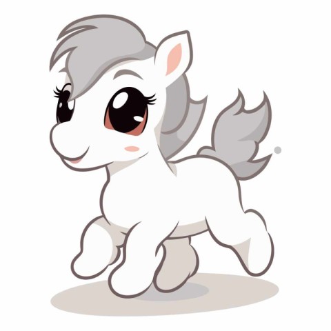 Cute little white pony on a white background.