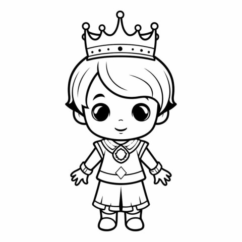 Cute little princess with crown for coloring book.