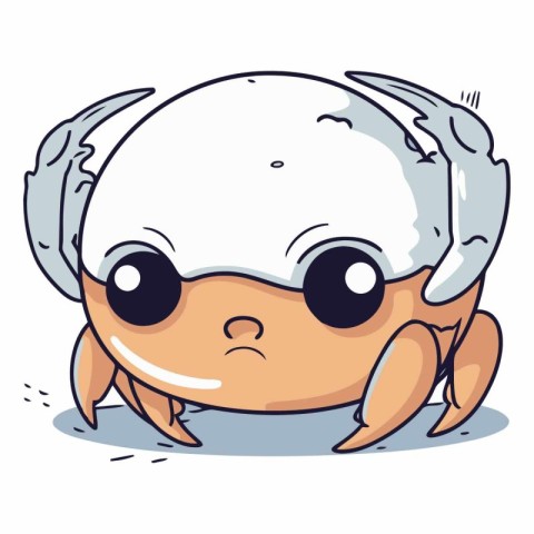 Crab with sad eyes. Cute cartoon character.