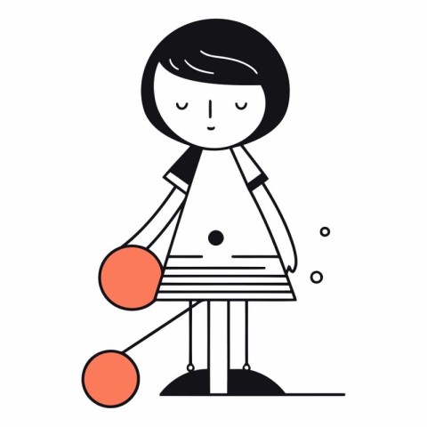 Vector illustration of a girl playing with balls. Flat style des