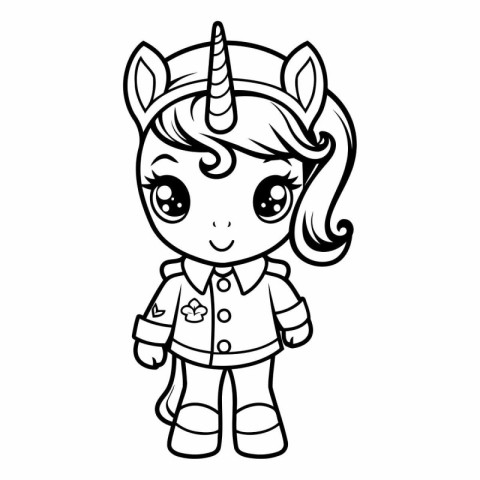 Coloring book for children: cute unicorn girl.