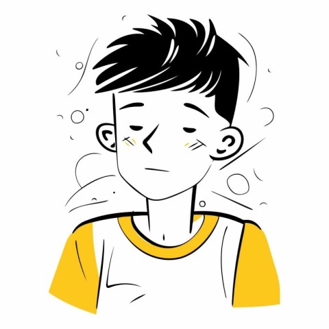 Vector illustration of a teenage boy who has a stomach ache.