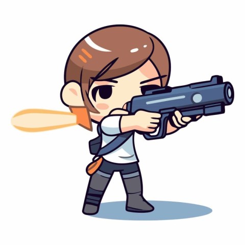 Cute boy aiming a gun of a boy with a gun.